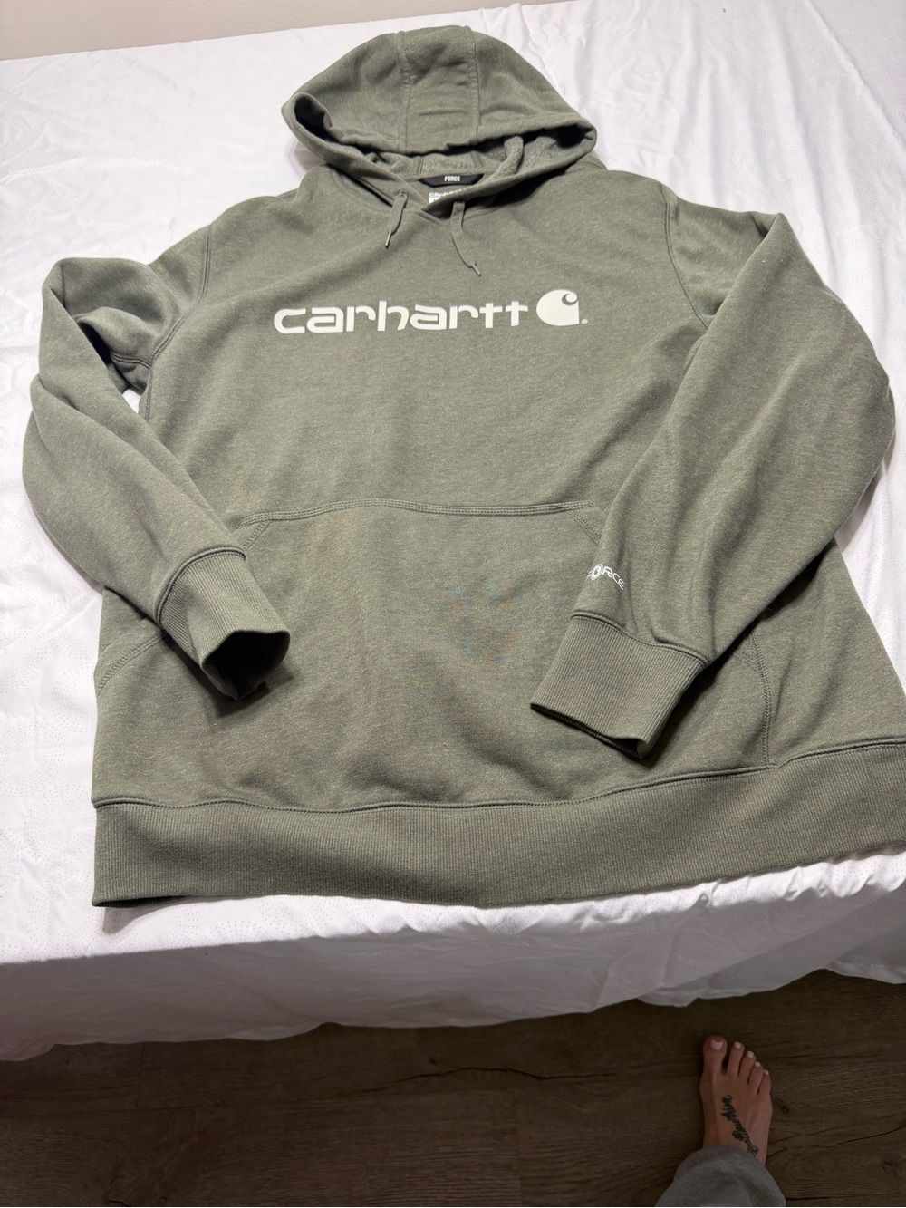 Carhartt Olive Green Logo Pullover Hoodie